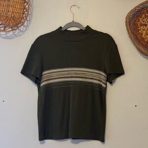 Olive Green Short Sleeve Women's Top